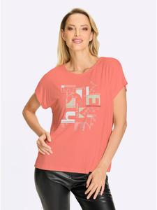 Рубашка с короткими рукавами кораллового цвета Heine