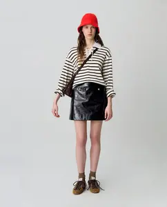 Юбка из лакированной кожи с трещинами Claudie Pierlot, черный