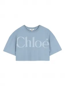 Хлопковая футболка с логотипом Chloé Kids, синий