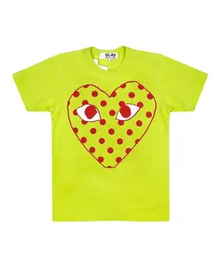 Зеленая футболка с сердечком и в горошек Comme Des Garã§Ons Play, зеленый