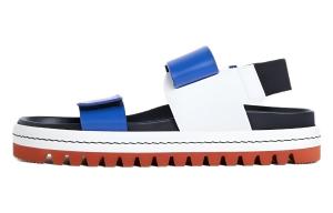 Plan C Женские кожаные пляжные сандалии, сине-белые