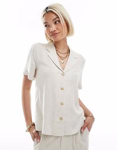 Рубашка-кофточка из льна кремового цвета Object