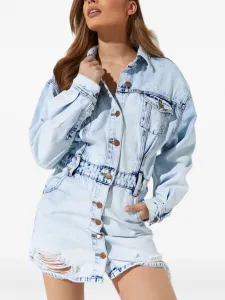 Джинсовое мини-платье на пуговицах One Teaspoon, синий