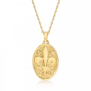 Ожерелье Ross-Simons Italian с кулоном Fleur-De-Lis из 14-каратного желтого золота Ross-Simons, 18 In