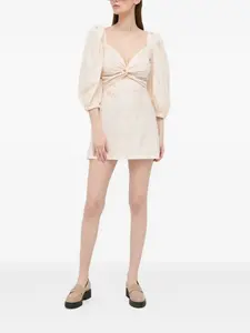 Мини-платье с вышитыми рукавами и буфами Liviana Conti, нейтральный