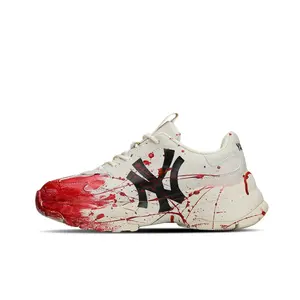 MLB Большие кроссовки с высоким берцем, устойчивые к истиранию, увеличивающие рост, унисекс, белые, красные