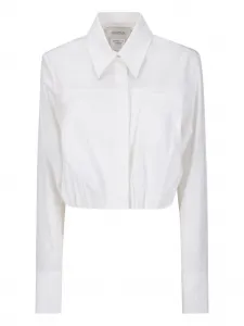 Укороченная рубашка с пуговицами на манжетах SPORTMAX, белый