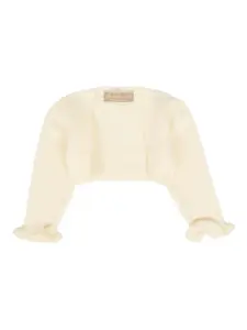 Кардиган из шерсти мериноса с оборками La Stupenderia, нейтральный