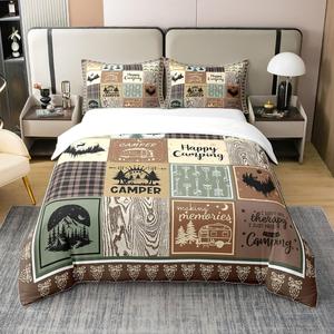 Erosebridal Хлопковый комплект постельного белья Buffalo Plaid в бежевом цвете в стиле кантри и рустик, Beige