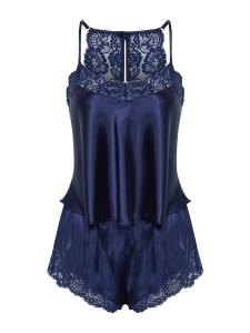 Короткий пижамный комплект Trendyol, индиго