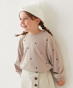 Футболка с длинным рукавом и принтом в виде сердечек, детская одежда, для девочек, с длинным рукавом, весна/лето 2026 Devirock, цвет 004-Pink Beige