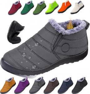Женские и мужские босые зимние ботинки, теплые ботильоны на снег, с противоскользящей подошвой, широкой носочной частью, с меховой подкладкой, кроссовки Generic, серый