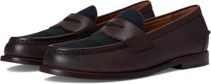 Лоферы Polo Ralph Lauren Men's Alston Leather & Plaid Wool Penny Loafers, Dark Brown/Blackwatch