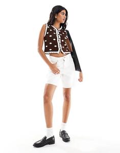 Майка в горошек от Miss Selfridge шоколадного цвета