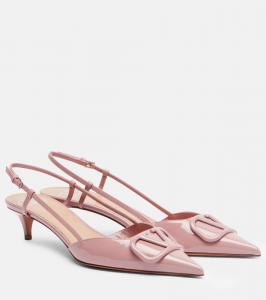 Туфли-лодочки VLogo из лаковой кожи на ремешке Valentino Garavani, Soft Pink