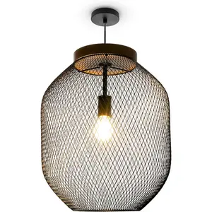 Подвесной светильник TRAPU E27, металлическая лампа-корзина, дерево, для обеденного стола E27 Paco Home, черный