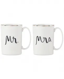 Набор из 2 кружек «Мистер и миссис» для свадебной вечеринки Kate Spade New York, белый