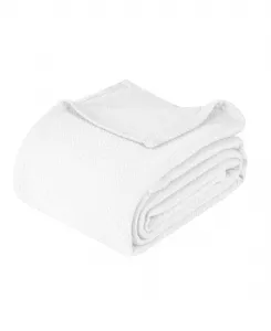 Легкое тканое одеяло Nobel Cotton Jacquard Dobby Weave Textured Chevron, размер Twin Superior, белый