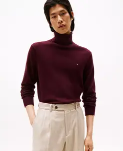 Мужской свитер-водолазка Regular-Fit из смесовой ткани пима-хлопок и кашемир однотонный Tommy Hilfiger, черный