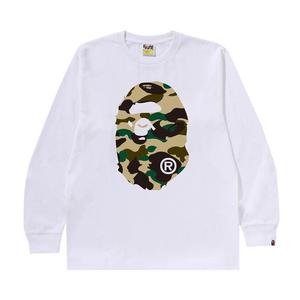 Футболка BAPE 1st Camo Big Ape Head Long-Sleeve Tee, White/Yellow