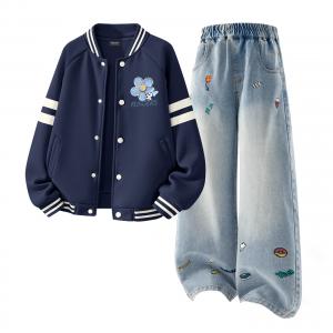 Детский спортивный комплект Casual Sportswear 2 Piece Set Disney, di hua jie k темно-синий+solid color denim синий