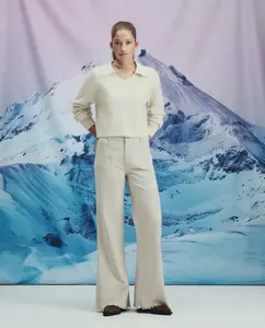 Женские вельветовые брюки с кокеткой Green Coast, экрю