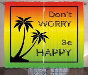 Шторы ABAKUHAUS Rasta Rustic с принтом Позитивная музыка, универсальные ленточные шторы для гостиной с петлями и крючками, 280 x 225 см, цвет: лаймовый, зеленый, желтый, черный Abakuhaus