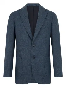 Однобортный пиджак с узором "елочка" Brooks Brothers, синий