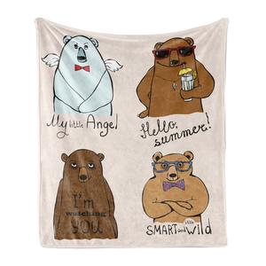 Мягкое фланелевое флисовое одеяло ABAKUHAUS Funny Bear, My Angel Hello Summer, I Pass You Smart и Little Wild Calligraphy, 175 x 230 см, разноцветные
