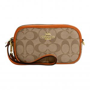 COACH Женская сумка через плечо из кожи и текстиля с мелким принтом