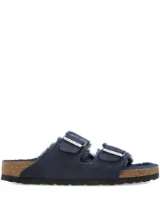 Босоножки на плоской подошве с пряжками и отделкой из овчины Birkenstock, синий
