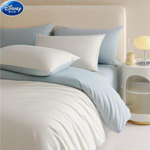 Disney Комплект постельного белья 1.8м, 4 предмета, простыня, пододеяльник 200x230 см, цвет кремово-белый + аква-синий