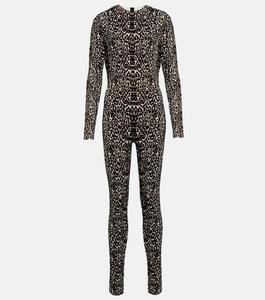 Жаккардовый комбинезон с леопардовым принтом ALAÏA, черный