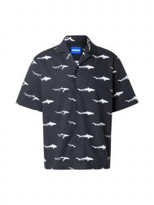 HUGO Рубашка на пуговицах 'Eligino' черная, Regular fit