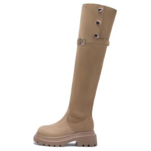 Сапоги женские Daphne с пряжкой и пуговицами, коричневый