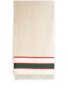 Одеяло Prua вязки интарсия в полоску The House of Lyria, нейтральный