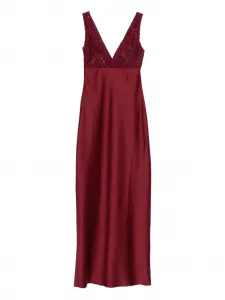 Макси-платье с V-образным вырезом и кружевом Atu Body Couture, красный