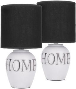 BRUBAKER Комплект из 2 настольных или прикроватных ламп Home - настольные лампы с керамическим основанием и абажуром из ткани - высота 32,5 см, белый серый, бежевый