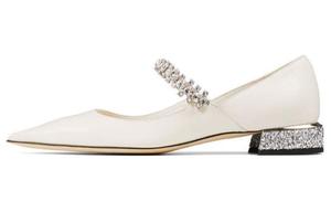 Балетки Jimmy Choo с кристаллами на ремешке, экрю