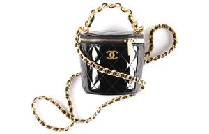 22A Ранняя осень Патентованная кожа теленка Сумка-ведро Просперити Ведро Женская Классическая Черная CHANEL