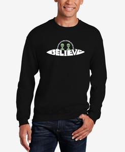 Мужская толстовка с круглым вырезом Believe UFO Word Art LA Pop Art, Black