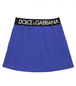 Юбка из хлопкового джерси с логотипом Dolce&Gabbana, синий