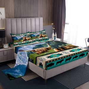 Erosebridal Комплект постельного белья Highland Cow в этническом стиле с принтом быков и стрел, Multi 33