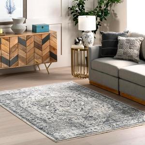 Ковер для помещений nuLOOM, 122 x 196 см, Fringed Performance, машинного ткачества, легко чистится, прочный, не линяет, Oliveira Blue