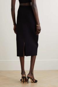 VICTORIA BECKHAM юбка миди в рубчик из эластичного трикотажа VB Body, черный