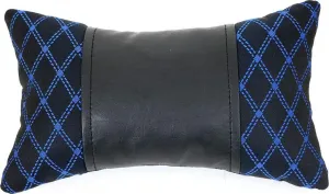 Подушка для автомобильного подголовника, поддержка шеи, текстиль и кожа, сине-черная, 8x30 см OMAC