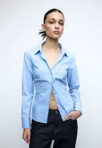 Блузка на пуговицах Stradivarius, Mottled Light Blue