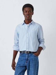 Хлопковая оксфордская рубашка Regular Fit в полоску John Lewis, Light Blue/White
