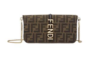 Fendi Кожаный кошелек graphy для женщин, коричневый