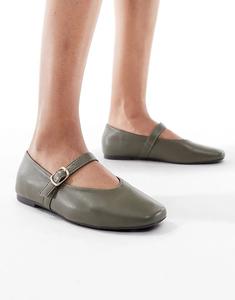 Балетки SEQWL Iris с высокой передней частью, оливкового цвета